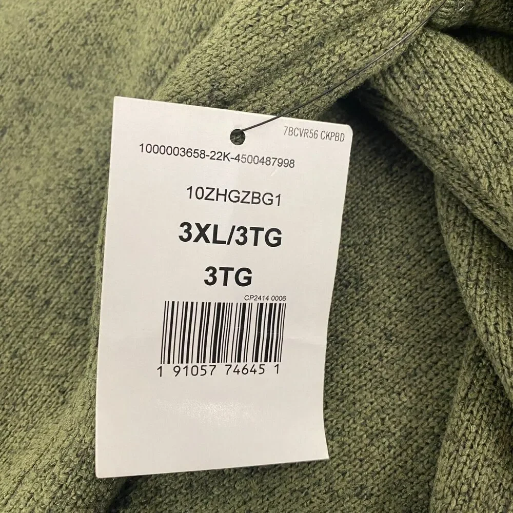 Wrangler Authentics Sweater Men's 3XL / TG Mock‎ Neck Green 1/4 Zip Long Sleeve